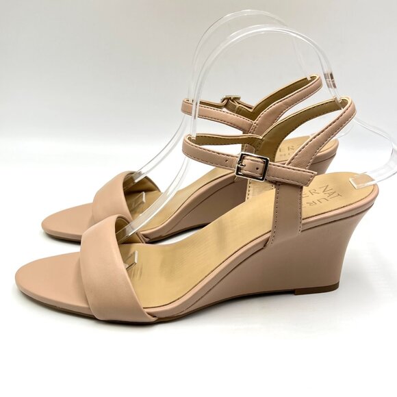 9.5W 9.5 WIDE WIDTH Naturalizer Womens Bristol Wedge Beige Tan Nude Heels Shoes - Picture 6 of 12